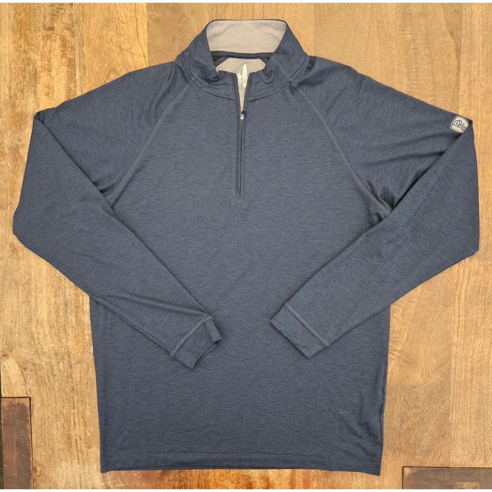 Johnnie O Long Sleeve Pullover Shirt Mens M Blue 1/4 Zip Golf - Company Log